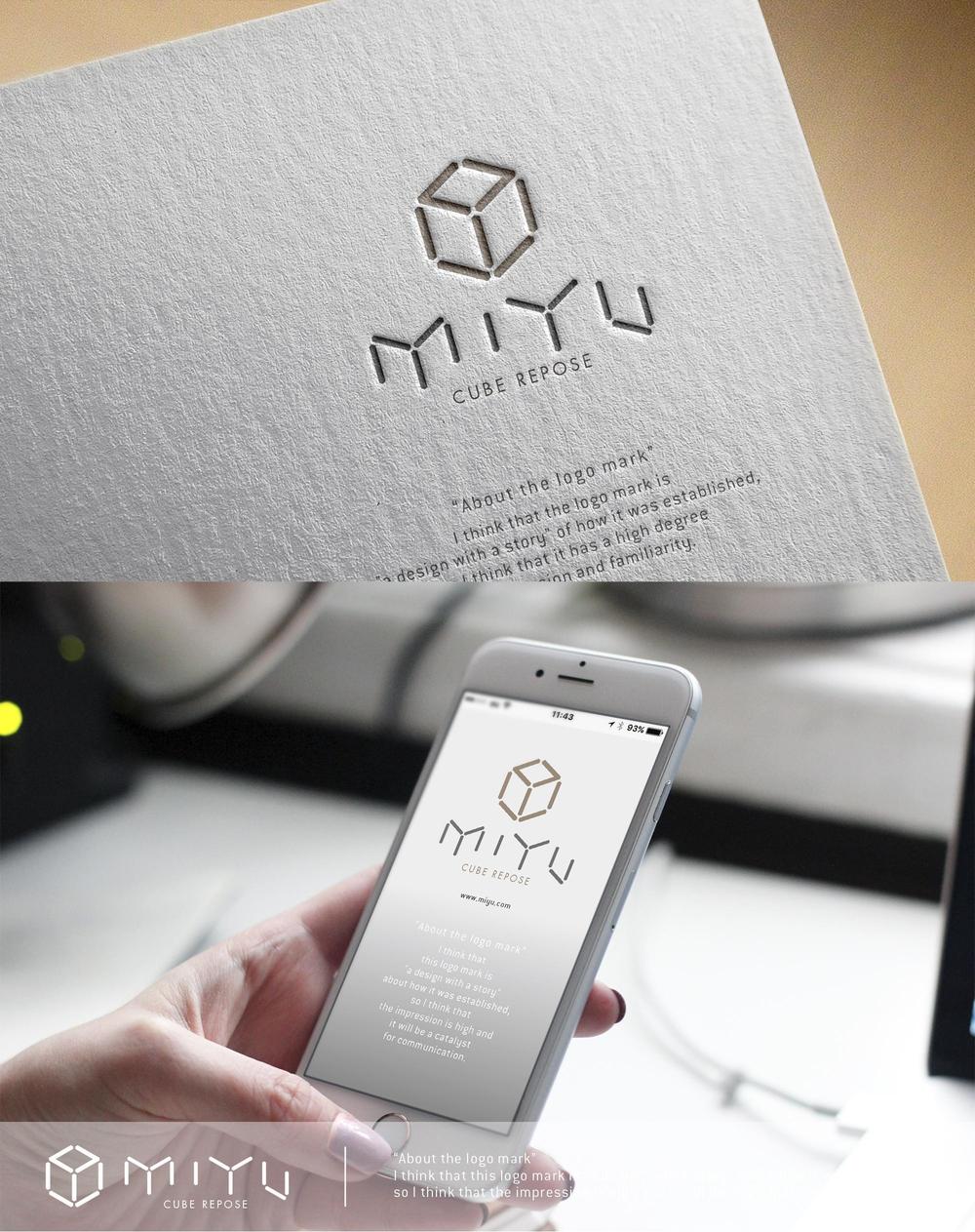 キューブウレタンを使用したインテリア「MIYU」シリーズのブランドロゴ