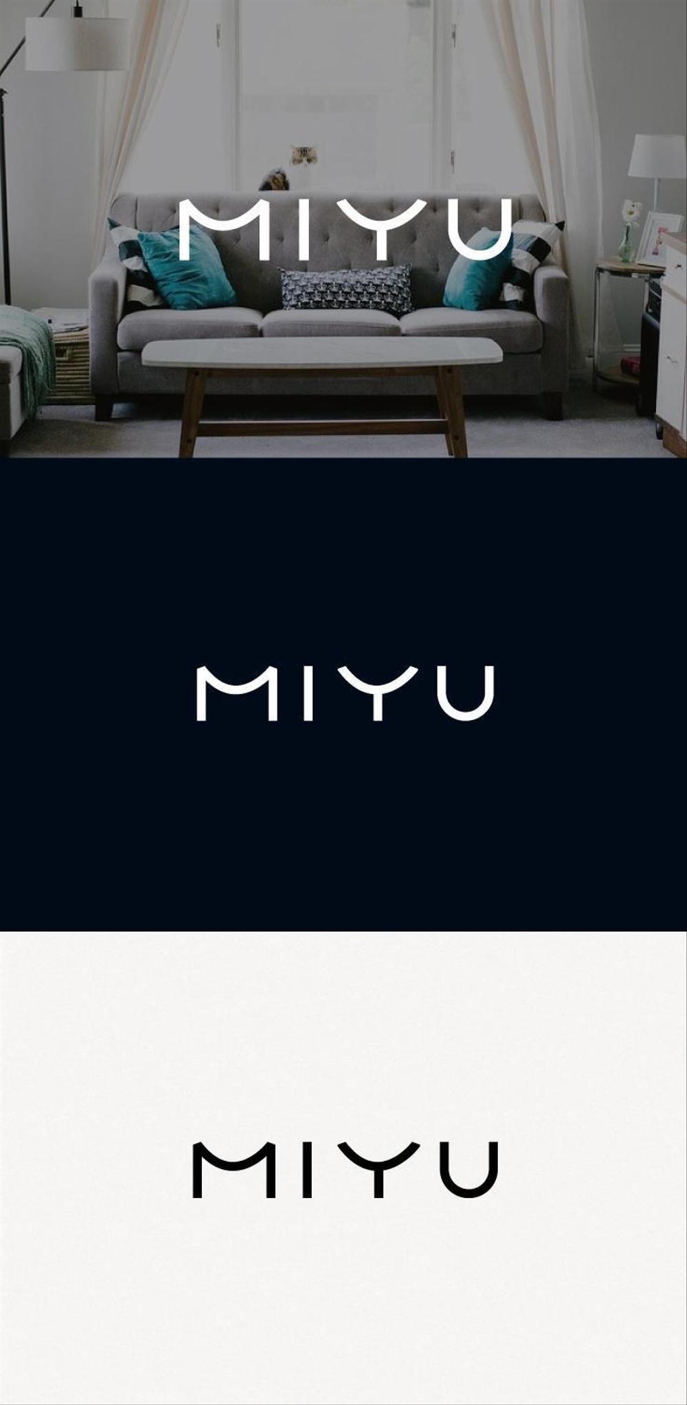 キューブウレタンを使用したインテリア「MIYU」シリーズのブランドロゴ