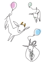 後藤 由佳 (ucf8820)さんの風船で飛んでいるヤギのイラストへの提案