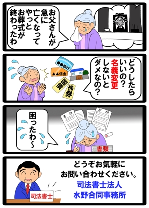 袋鵜の豆本屋　こうづあきら (akira_koudzu_torikawa)さんの相続手続きの喚起チラシ　への提案
