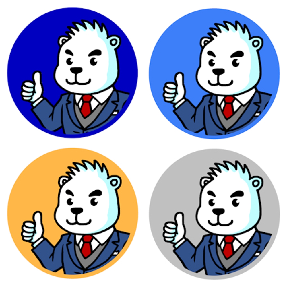スーツを着た白クマのキャラクターデザイン