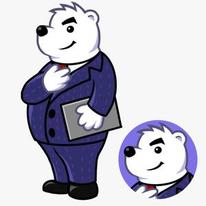 せうさく (qpshu)さんのスーツを着た白クマのキャラクターデザインへの提案