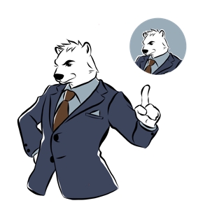 みー (miho0205)さんのスーツを着た白クマのキャラクターデザインへの提案