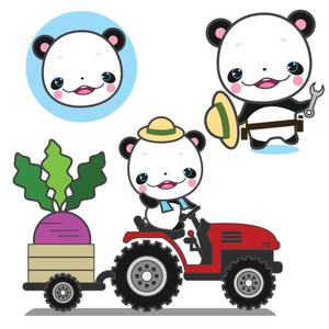 ヴぃんす (Vince)さんのパンダがトラクターに乗っているマスコットキャラクターデザインへの提案