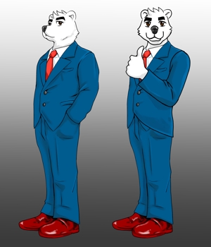 ふゆつき (HUYUTUKI)さんのスーツを着た白クマのキャラクターデザインへの提案