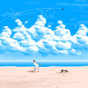 ドナルド・バーダック  (mszakumo6)さんのジブリ風のイラスト制作(砂浜、青い空、雲、旋回する飛行機)への提案