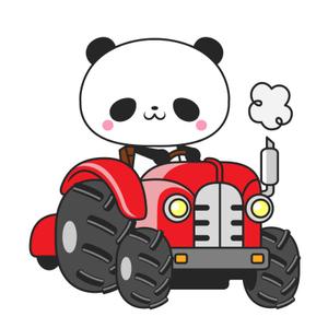 ぴ~タン (p-tan)さんのパンダがトラクターに乗っているマスコットキャラクターデザインへの提案