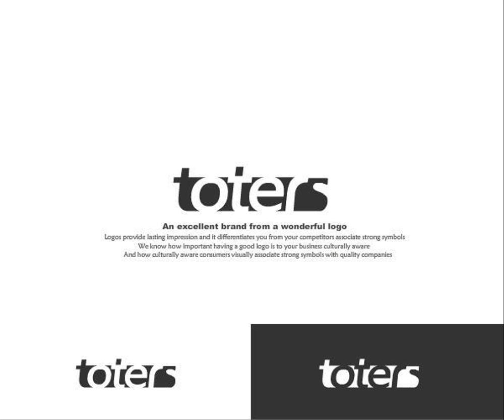 トートバッグ、Tシャツ、ポロシャツ等のブランド「toters」のロゴ