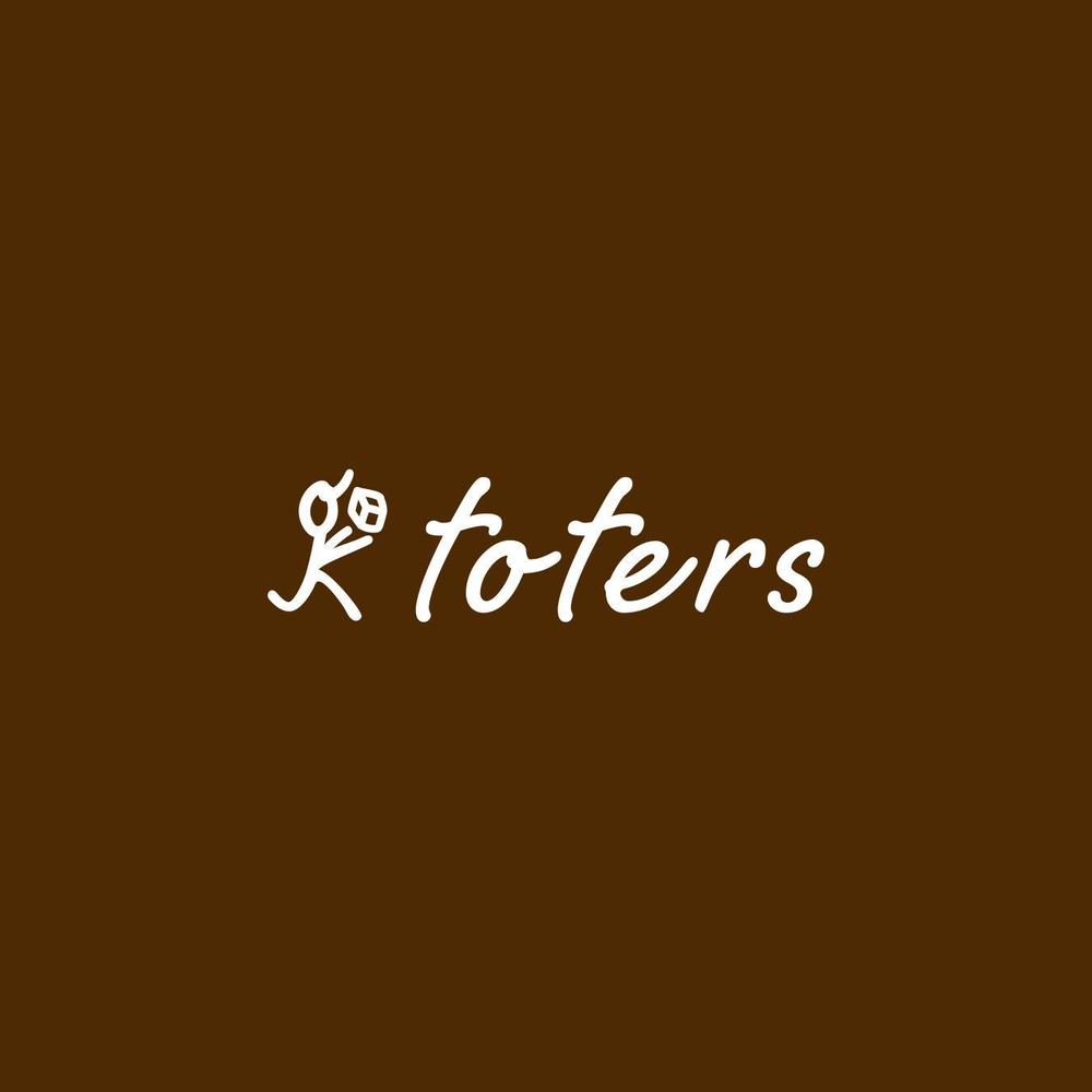 トートバッグ、Tシャツ、ポロシャツ等のブランド「toters」のロゴ