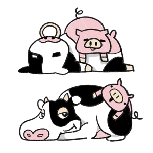 ももひき (momo_04)さんの豚、牛のイラストへの提案