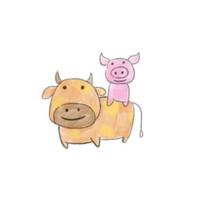 なるせ さき (hsmtsk08)さんの豚、牛のイラストへの提案