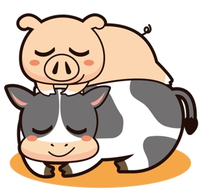 NonnoDesignLabo 片岡希 (NozomiKataoka)さんの豚、牛のイラストへの提案