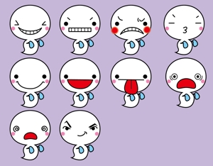 ちびきせき (chibikiseki)さんのシンプルなお化けのキャラクターデザイン（表情差分必須）への提案