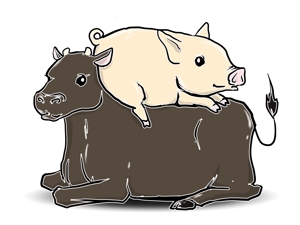 AZUMI (kerokerokaeru176)さんの豚、牛のイラストへの提案