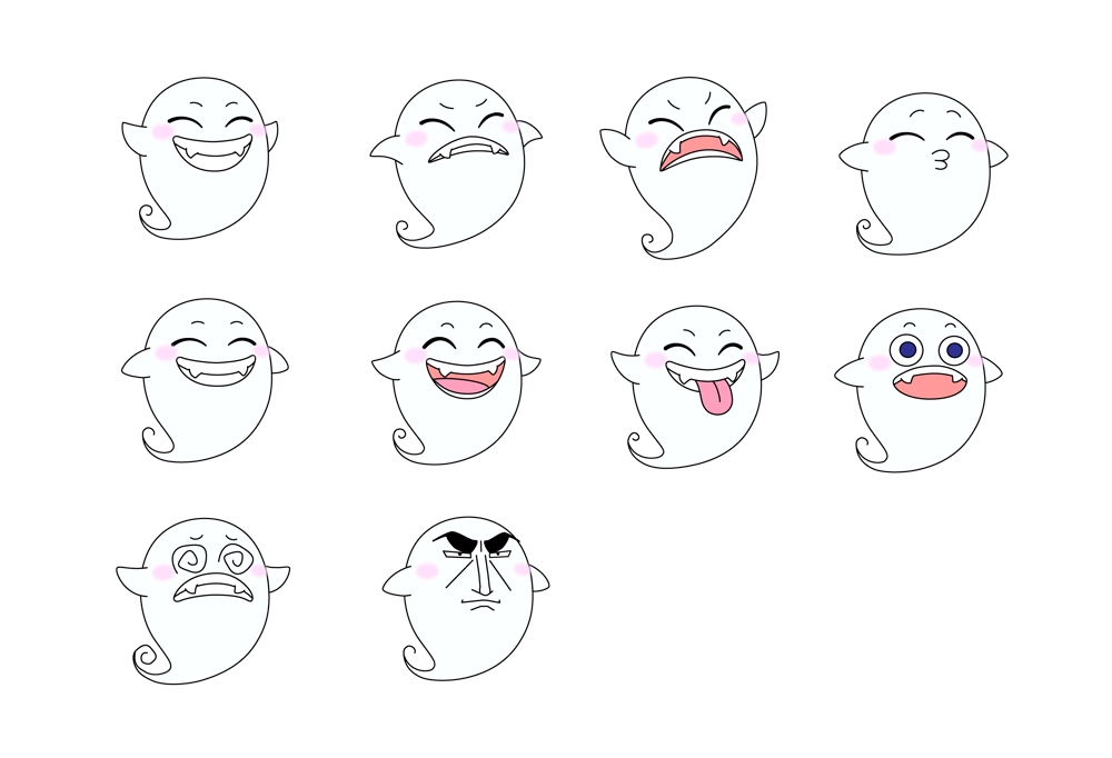 Iri Tomatoさんの事例 実績 提案 シンプルなお化けのキャラクターデザイン 表情差分必須 Alignments クラウドソーシング ランサーズ