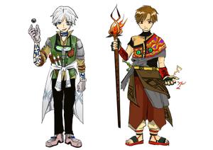 秘湯れい ()さんの勇者2人のキャラクターデザイン（王道ファンタジーRPG風）への提案