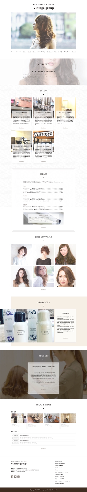 Mikiko (micmomo)さんの【シンプル・明るい・可愛い】美容院HPリニューアルにつきデザイン募集！【TOPのみ】への提案