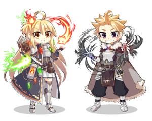 月見おかゆ (tuskimi_okayu)さんの勇者2人のキャラクターデザイン（王道ファンタジーRPG風）への提案