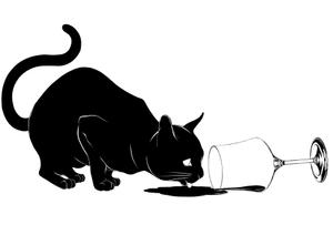 steel (hagane0121)さんの倒れたグラスから溢れたワインをペロペロと舐める猫のイラストへの提案