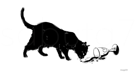 倒れたグラスから溢れたワインをペロペロと舐める猫のイラストの依頼 外注 イラスト制作の仕事 副業 クラウドソーシング ランサーズ Id