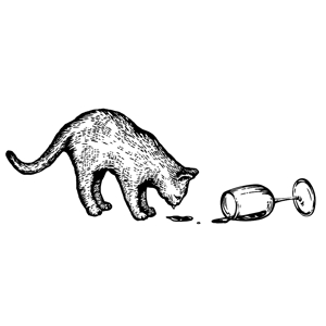 ブージャム (boojum)さんの倒れたグラスから溢れたワインをペロペロと舐める猫のイラストへの提案