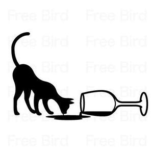 free bird (free-bird)さんの倒れたグラスから溢れたワインをペロペロと舐める猫のイラストへの提案