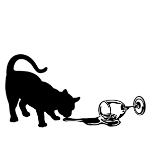 高橋商業美術製作所 (strangelove)さんの倒れたグラスから溢れたワインをペロペロと舐める猫のイラストへの提案