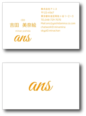 Tetsuya (ikaru-dnureg)さんの化粧品会社【ans（アニス）】の名刺デザインへの提案