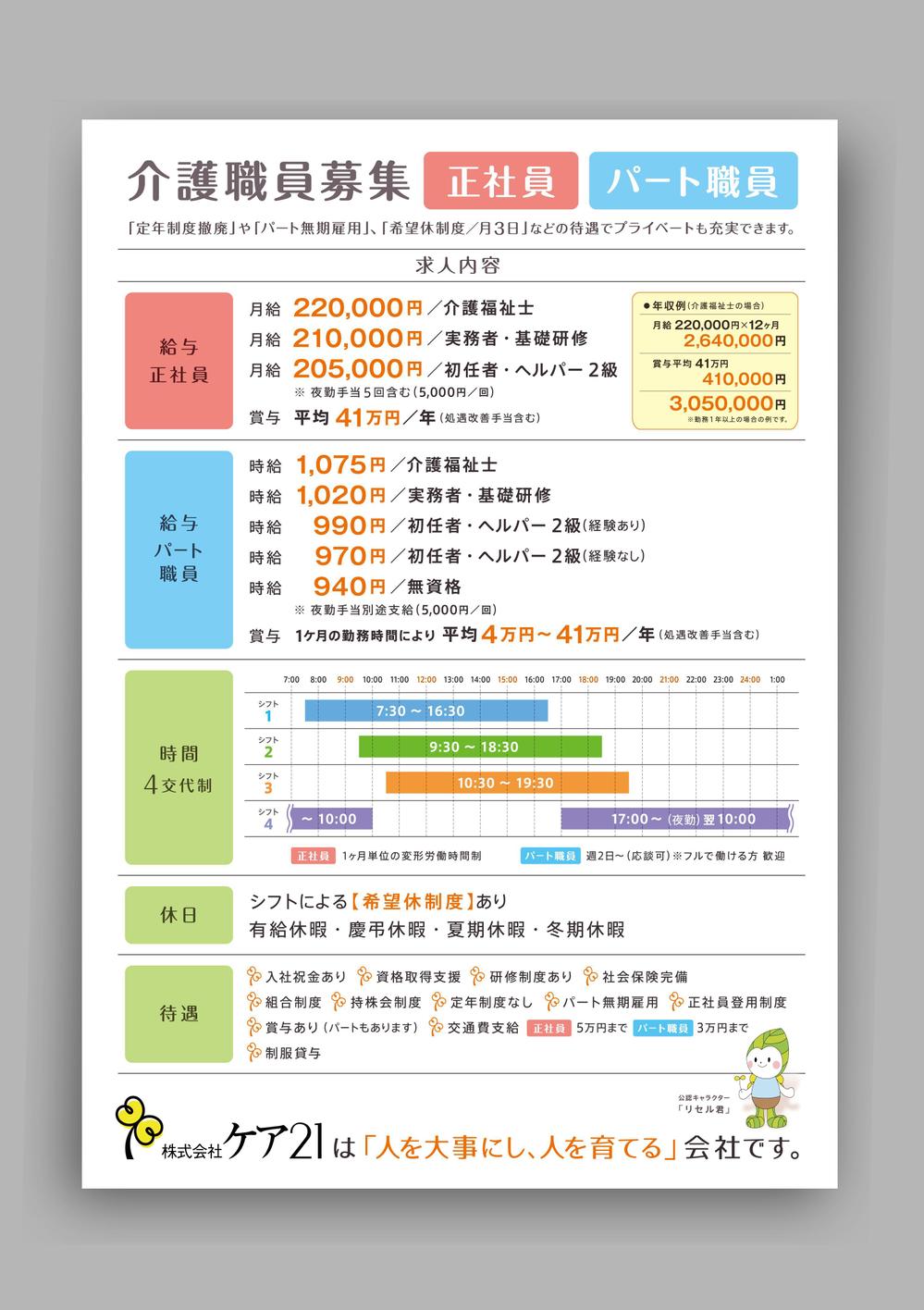 介護施設の新規開設に伴う求人チラシの募集