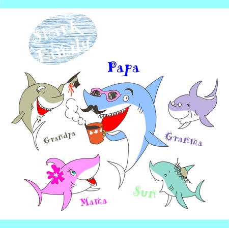 Hakkaさんの事例 実績 提案 かわいいサメのイラスト