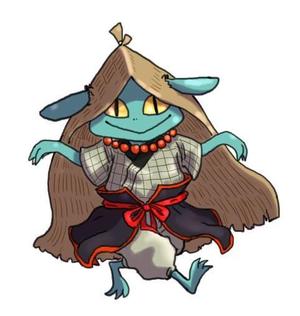 躯咲マドロミ ()さんの(やまびこ)と言う山の神、妖怪をゆるキャラ風か雷神図の様な少し怖いキャラにデザインして欲しいへの提案