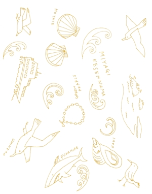 happy-piさんの港町「気仙沼」をイメージする包装紙のデザインへの提案