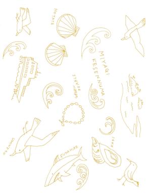 happy-piさんの港町「気仙沼」をイメージする包装紙のデザインへの提案