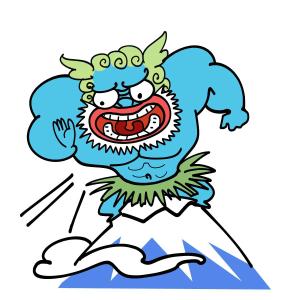 freehand (freehand)さんの(やまびこ)と言う山の神、妖怪をゆるキャラ風か雷神図の様な少し怖いキャラにデザインして欲しいへの提案