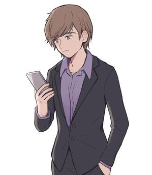 toiao (lablue)さんのホストクラブの男性がスマホを見て落ち込んでいるイラストへの提案