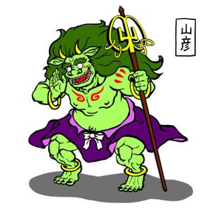 野崎 (noki118)さんの(やまびこ)と言う山の神、妖怪をゆるキャラ風か雷神図の様な少し怖いキャラにデザインして欲しいへの提案
