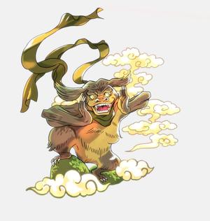 Mosko (Mosko)さんの(やまびこ)と言う山の神、妖怪をゆるキャラ風か雷神図の様な少し怖いキャラにデザインして欲しいへの提案