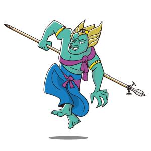さんの(やまびこ)と言う山の神、妖怪をゆるキャラ風か雷神図の様な少し怖いキャラにデザインして欲しいへの提案