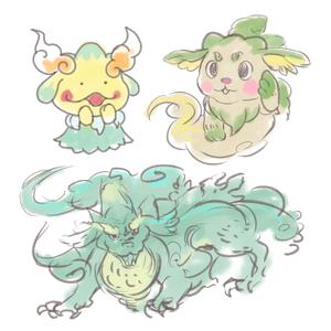 Panss (Panss)さんの(やまびこ)と言う山の神、妖怪をゆるキャラ風か雷神図の様な少し怖いキャラにデザインして欲しいへの提案