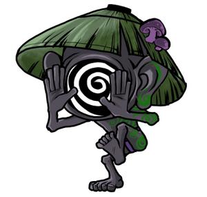  hana_pon  (hana_pon)さんの(やまびこ)と言う山の神、妖怪をゆるキャラ風か雷神図の様な少し怖いキャラにデザインして欲しいへの提案