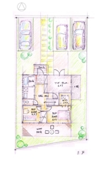 WHALE CREATIVE WORKS (win_3o)さんの戸建て住宅の間取り図を手書き風のイラストに。への提案