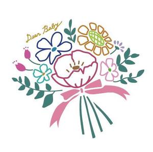 小坂井莉枝 (___rrr716)さんのベビーバスポンチョに刺繍する「花」を使ったイラストへの提案