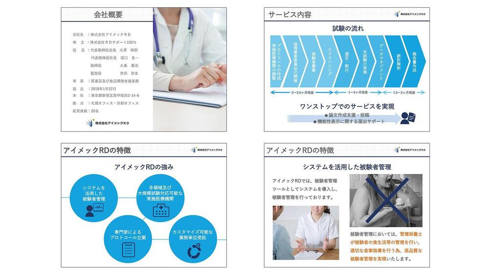 営業用パワポ資料デザイン（会社紹介＆サービス内容・特長紹介）のお仕事