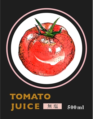takemura (aya_takemura)さんのトマトジュース500ml、80mlビンのラベルデザインへの提案