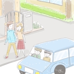 もりちん (morrymoriko)さんの住宅街に男女が立っているイラスト制作への提案