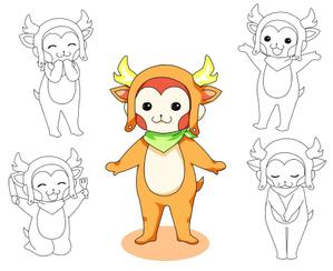 エディ (eddy15)さんの【当選報酬16万円】シカの被り物をしたサルのキャラクターデザインコンペへの提案
