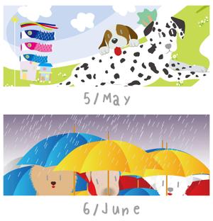 Big moon design (big-moon)さんの犬のイラスト12点（カレンダー用）への提案