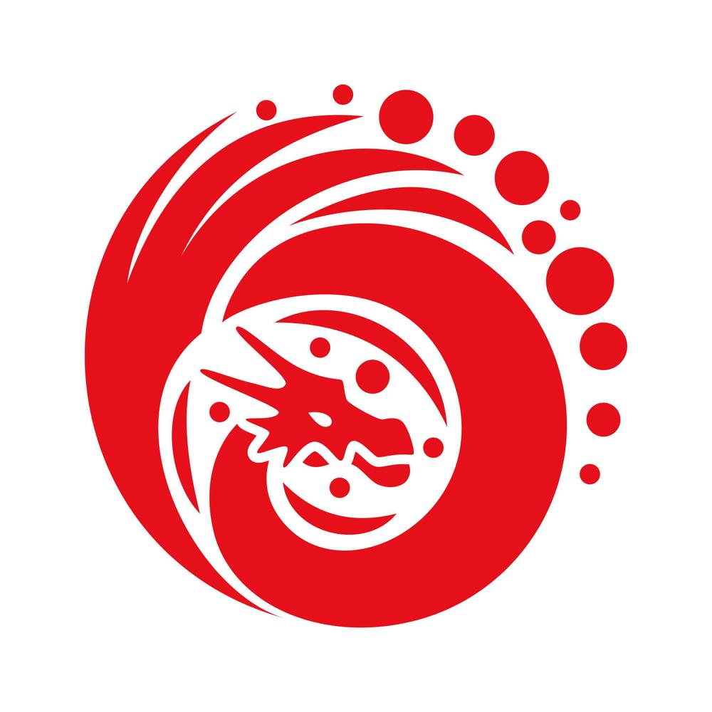 シンプルなドラゴンと水しぶきのイラスト