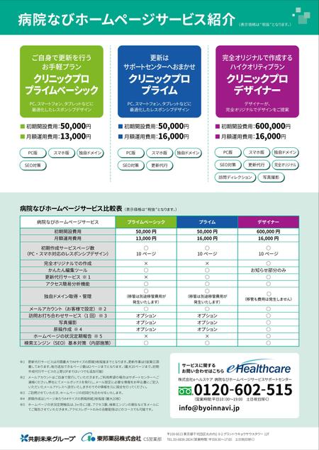 ksin1999【チラシ、パンフレット製作】 (ksin1999)さんの医療機関専用ホームページ作成紹介のチラシ（A4両面印刷）への提案