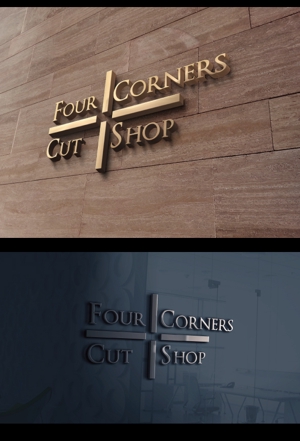  chopin（ショパン） (chopin1810liszt)さんの新規　美容室　「Four Courners Cut Shop 」　のロゴ　への提案